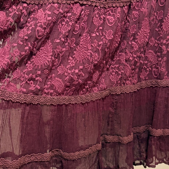 Double D Ranch Burgandy Lace Maxi Skirt - Picture 2 of 3
